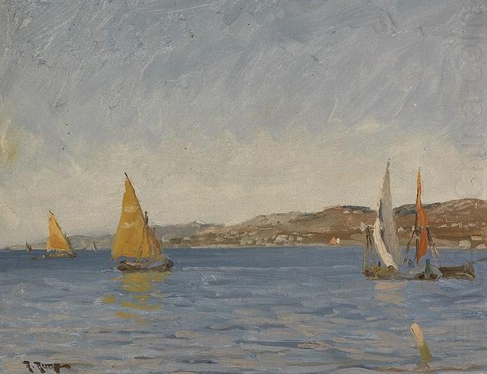 Julius Ludwig Friedrich Runge Segelboote vor der Kuste an einem Sonnentag